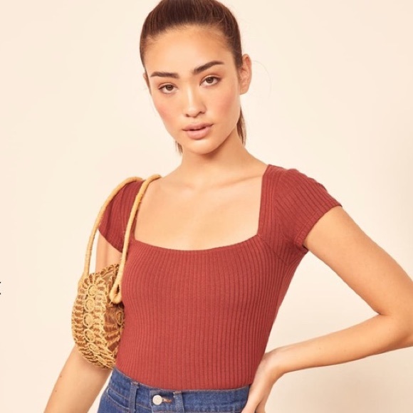 Reformation Tops - ✖️SOLD ✖️ Reformation Bardot Top in Rust